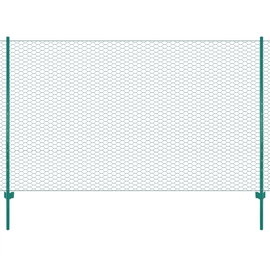  Siatka ogrodzeniowa ze słupkami, stal, 25 x 2 m, zielony