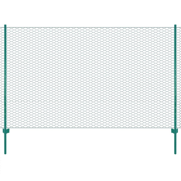  Siatka ogrodzeniowa ze słupkami, stal, 25 x 2 m, zielony