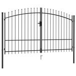  Brama dwuskrzydłowa z grotami, stal, 3x1,75 m, czarna