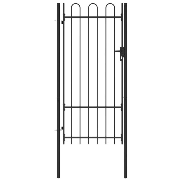 Furtka jednoskrzydłowa z zaokrągleniai, stal, 1x2 m, czarna