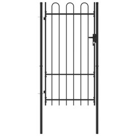  Furtka jednoskrzydłowa z zaokrągleniami, stal, 1x1,75 m, czarna