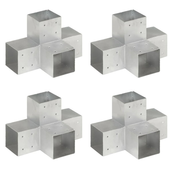  Łączniki w kształcie X, 4 szt., galwanizowany metal, 101x101 mm