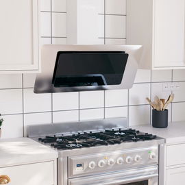  Okap kuchenny, 90 cm, stal nierdzewna, hartowane szkło, srebrny