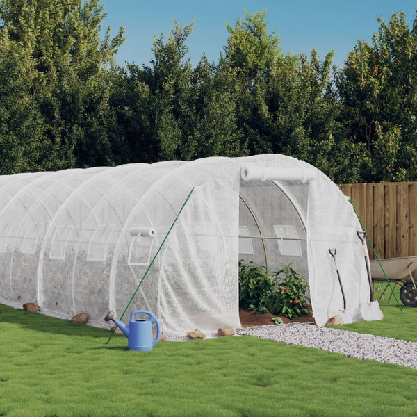  Szklarnia ze stalową ramą, biała, 42 m², 14x3x2 m