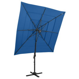  4-poziomowy parasol na aluminiowym słupku, niebieski 250x250 cm