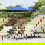  Parasol ogrodowy LED, stalowy słupek, lazurowy, 225x225x212 cm