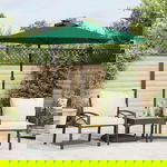  Parasol ogrodowy LED, stalowy słupek, zielony, 225x225x212 cm