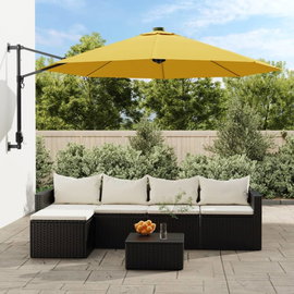  Ścienny parasol ogrodowy z LED, żółty, 290 cm