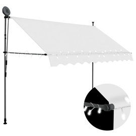  Ręcznie zwijana markiza z LED, 300 cm, kremowa