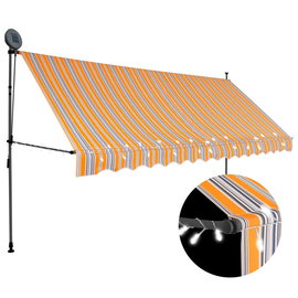 Ręcznie zwijana markiza z LED, 350 cm, żółto-niebieska
