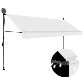  Ręcznie zwijana markiza z LED, 400 cm, kremowa