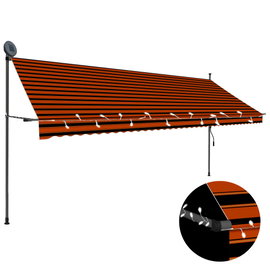  Ręcznie zwijana markiza z LED, 400 cm, pomarańczowo-brązowa