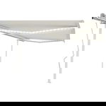  Ręcznie zwijana markiza z LED, 4x3,5 m, kremowa