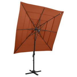  4-poziomowy parasol na aluminiowym słupku, terakota, 250x250 cm