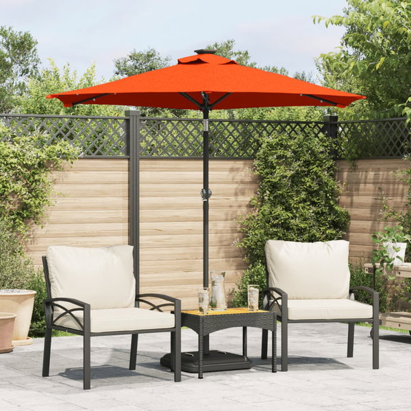  Parasol ogrodowy LED, stalowy słupek, terakota, 225x225x212 cm