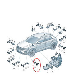 KOSZYK MOCOWANIE CZUJNIKA PDC PRZÓD LEWY ZEWNĘTRZNY SKRAJNY VW T-ROC