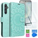 ETUI Z KLAPKĄ do SAMSUNG A36 + SZKŁO Łapacz Snów Mandala zielone PORTFEL