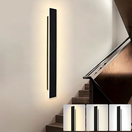 Długa lampa ścienna, 22 W czarna lampa ścienna LED 60 cm trójkolorowy tryb oświe