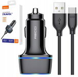 SZYBKA ŁADOWARKA SAMOCHODOWA USB LED 2.4A + KABEL USB-C TYP C RECCI