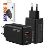SZYBKA ŁADOWARKA SIECIOWA GaN3 2x USB-C 1x USB 65W MOCNY ZASILACZ RECCI