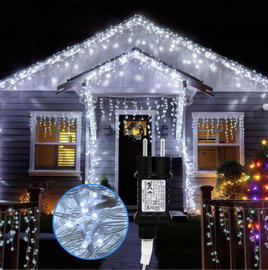Kurtyna świetlna sople 400 led 15 m ip44 - 8 trybów, 2 barwy światła