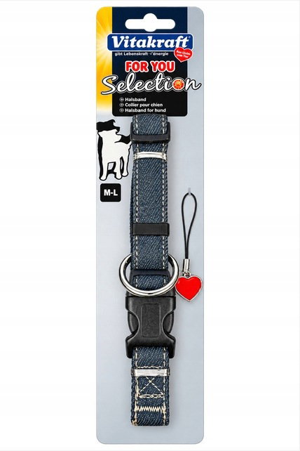 Obroża dla psa vitakraft for you selection m-l 35-53cm 20mm jeans niebieska