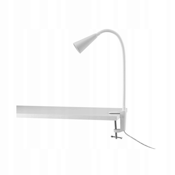 Lampa z zaciskiem led livarno home - biurkowa, giętka szyjka, 3,5 w biały