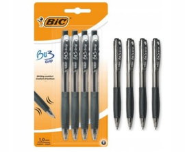 Długopis automatyczny 4 szt. bic bu3 grip 1,0 mm czarny