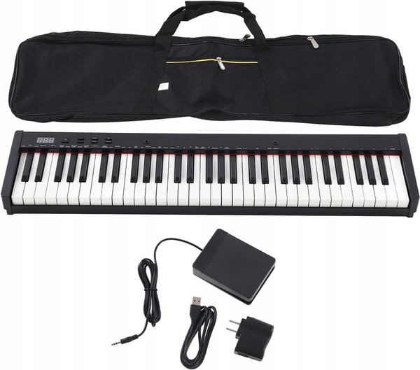 Pianino cyfrowe keyboard 61 klawiszy bluetooth midi mp3 + pedał torba