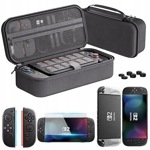 Zestaw ochrony 5w1 do nintendo switch 2 etui na konsolę + szkło + akcesoria