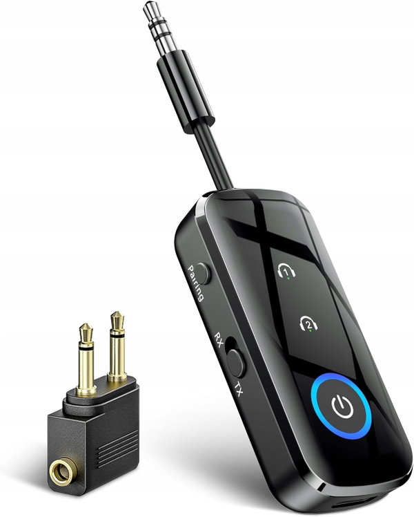 Adapter bluetooth 5.3 nadajnik-odbiornik jack 3,5mm do głośników czarny