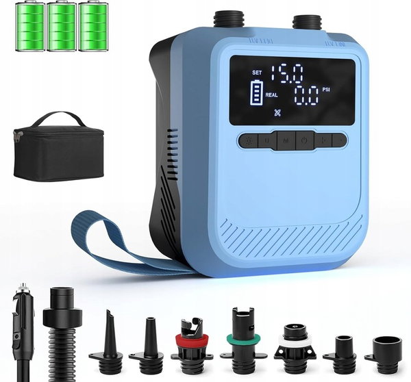 Pompka elektryczna do sup 20 psi akumulatorowa usb-c 12v led auto stop
