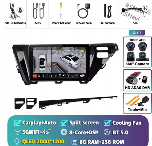 Radio nawigacja toyota camry (2017-2020) - 8gb ram + 256gb rom qled