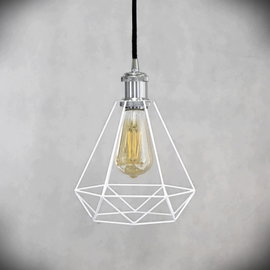 Klosz abażur metalowy biały geometryczny druciany do lampy industrialny