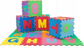 Puzzle piankowe edukacyjne, do zabawy, układanka, mata piankowa, 70 puzzli