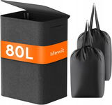 Lifewit 80 l Kosz na pranie z pokrywką, 2 wyjmowane torby, wysoki, składany