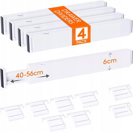 4 szt regulowane przegródki do szuflad Lifewit, wys 6 cm, dł 40,6-56 cm