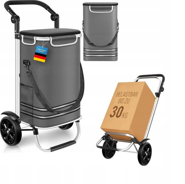 Wózek na zakupy Dimono składany 3w1, wózek transportowy 56L, SZARY