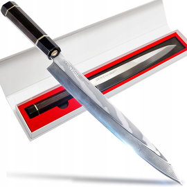 Japoński nóż Yanagiba SEIRYUU Sashimi PRO; 280 mm; VG-10 Damascus; heban