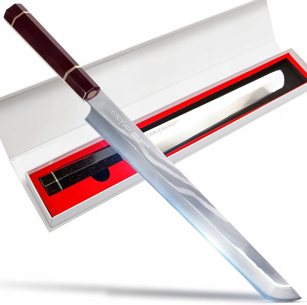 Japoński nóż Sakimaru SEIRYUU Sashimi PRO; 280 mm; VG-10 Damascus; heban