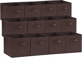 Lifewit Składane Organizery Pojemniki 26,5x26,5x28cm 12 szt. Brązowe