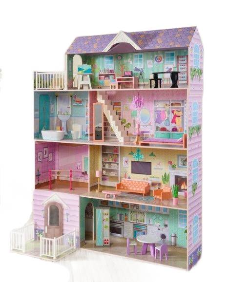 Smyths Toys Drewniany domek dla lalek 2.0 Lillie z mebelkami dla lalek