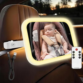 Lusterko samochodowe LED dla dzieci białe obrotowe DO obserwacji Z PILOTEM