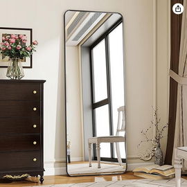 Lustro stojące do powieszenia czarna rama prostokąt 53 x 163 mm