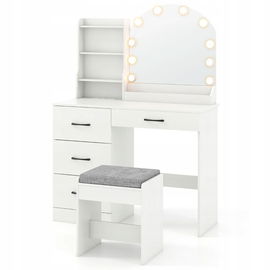 Toaletka z oświetleniem LED 3 kolory z regulacją jasności Biała z taboretem