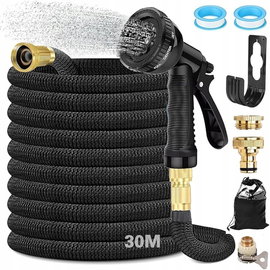 Elastyczny wąż ogrodowy 30 m czarny rozciągliwy