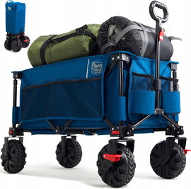 Wózek ogrodowy składany, szerokie opony z hamulcem 200l plażowy turystyczny