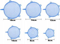pokrywki silikonowe uniwersalne do żywności 6szt !