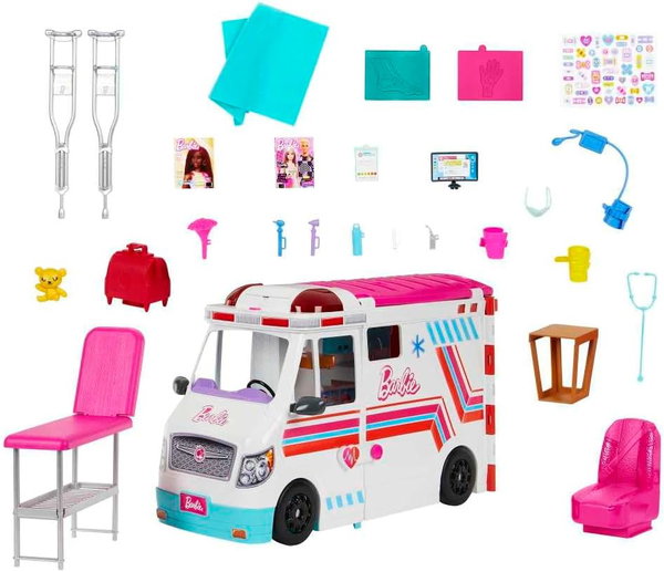 Barbie Karetka Pogotowia Mobilna Klinika 2w1 | 20 Akcesoriów HKT79