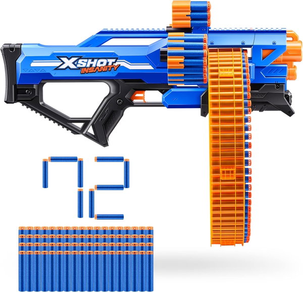 Karabin Zuru XShot Insanity Mad Mega Barrel Blaster Z MAGAZYNKIEM NA 72 STRZAŁKI